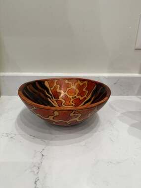 Handcrafted African Style Hand-Painted Decorative Wooden Bowl